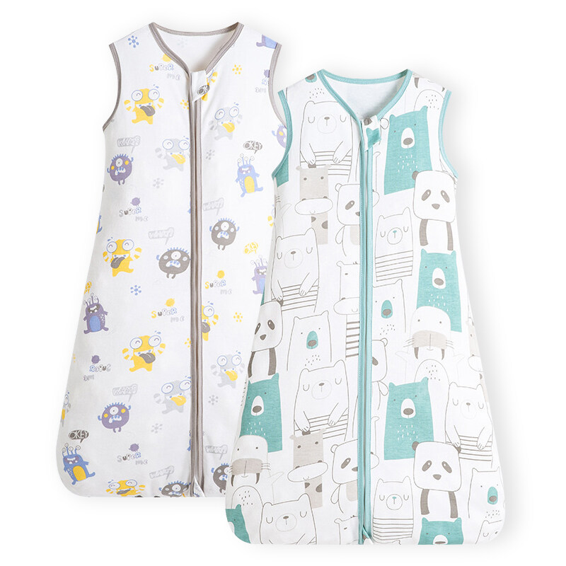 Breathable Cotton Baby Wearable Blanket with 2-Way Zipper, Super Soft Lightweight Sleeveless Sleep Bag Sack Clothes for Boys & Girls, Fits Toddlers 1 - 6 Age