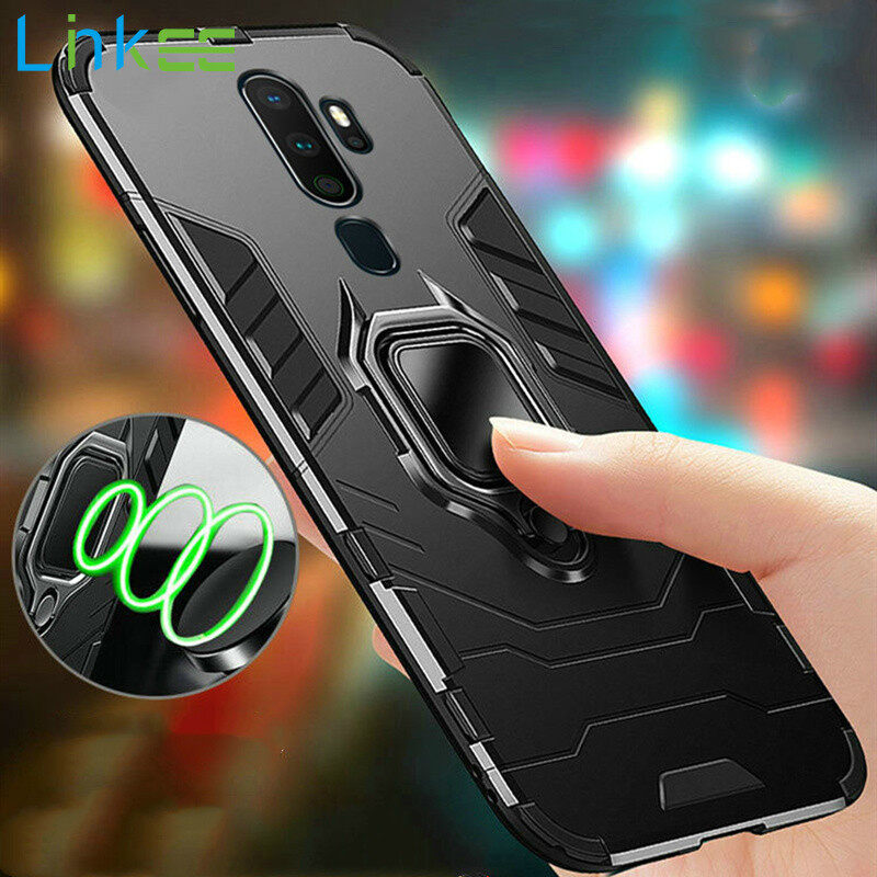 For OPPO A5 2020 OPPO A9 2020 Phone Case, Silicone TPU and Hard PC Cover Magnet Stand Rotation Ring Multi Protection Casing