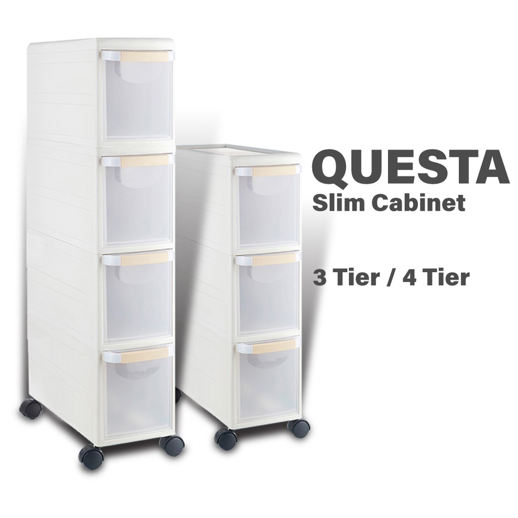 (JIJI.SG) QUESTA Slim Cabinet - 3 Tier - 4 Tier - Organizer - Kitchen - Storage - Drawer - PP Plastic / jt