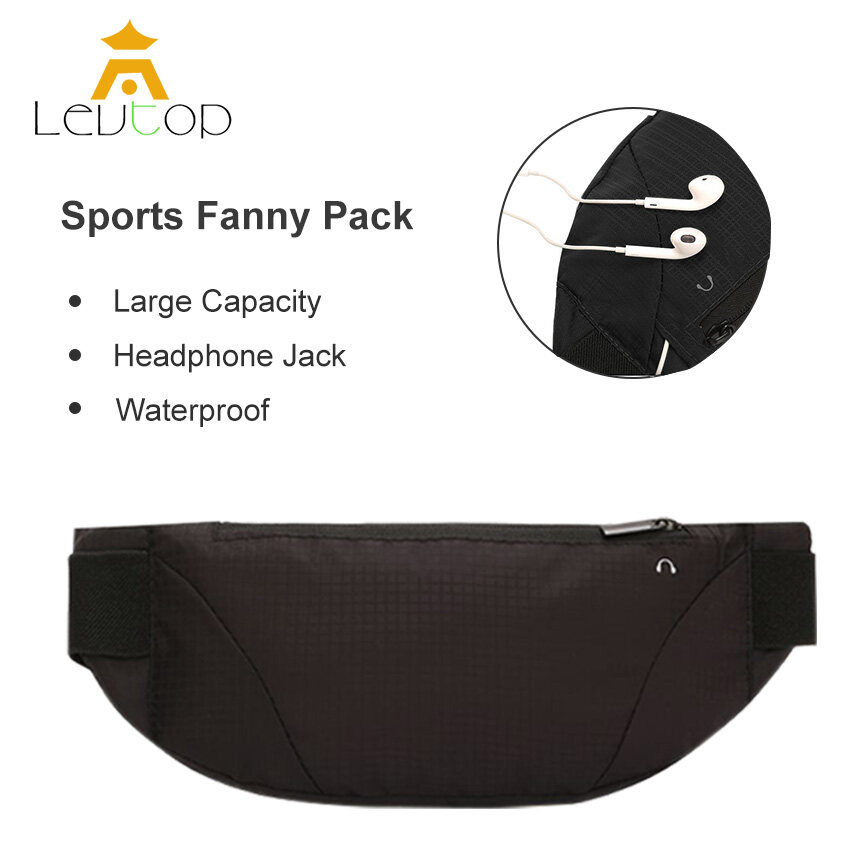 LEVTOP Sports Waist Packs Running Belt Sport Pouches Waist Belts Cross Body Bag Chest Bag Adjustable Running Pouch Waterproof Money Phone Waist Fanny Pack with Earphone Jack for Workouts Sports Outdoo