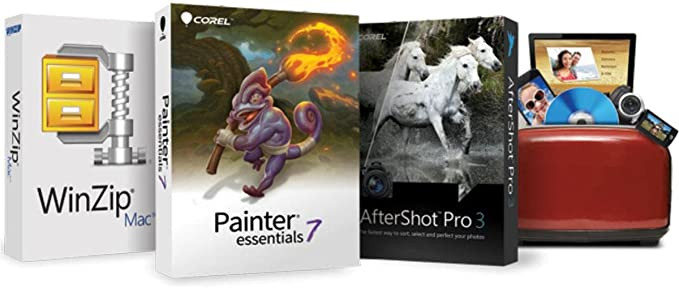 Corel Mac Essentials Suite Software Kit with AfterShot Pro 3, Painter Essentials 7, Roxio Toast Express and WinZip 9 for Mac, License Key